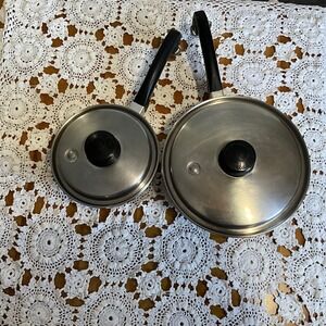 Vintage Saladmaster T304S 18-8 Triclad Stainless Steel Cookware Pots 6.5" & 9"